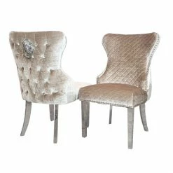 House Of Bling Furniture Boutique Valentino Champagne Velvet Chairs Dining Chairs