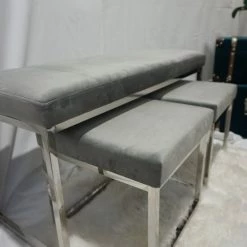House Of Bling Furniture Boutique Grey And Silver Dining Bench And Stools Seat Set