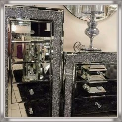 House Of Bling Furniture Boutique Crushed Diamond Tall Boy Chest