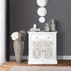 House Of Bling Furniture Boutique Torino White Wood 1 Drawer 2 Door Sideboard