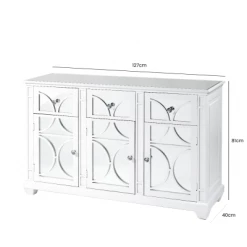 House Of Bling Furniture Boutique Torino White Wood 3 Drawer And 3 Door Sideboard