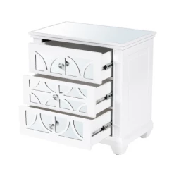 House Of Bling Furniture Boutique Torino White Wood 3 Drawer Bedside Cabinet Drawers