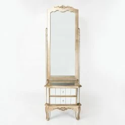 House Of Bling Furniture Boutique Annabelle Full Length Mirror - Champagne Silver Gilt Leaf