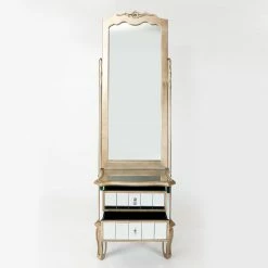 House Of Bling Furniture Boutique Annabelle Full Length Mirror - Champagne Silver Gilt Leaf